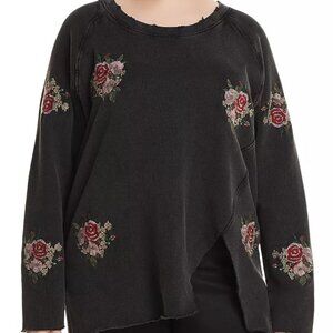 Lucky Brand sweatshirt with embroidered roses